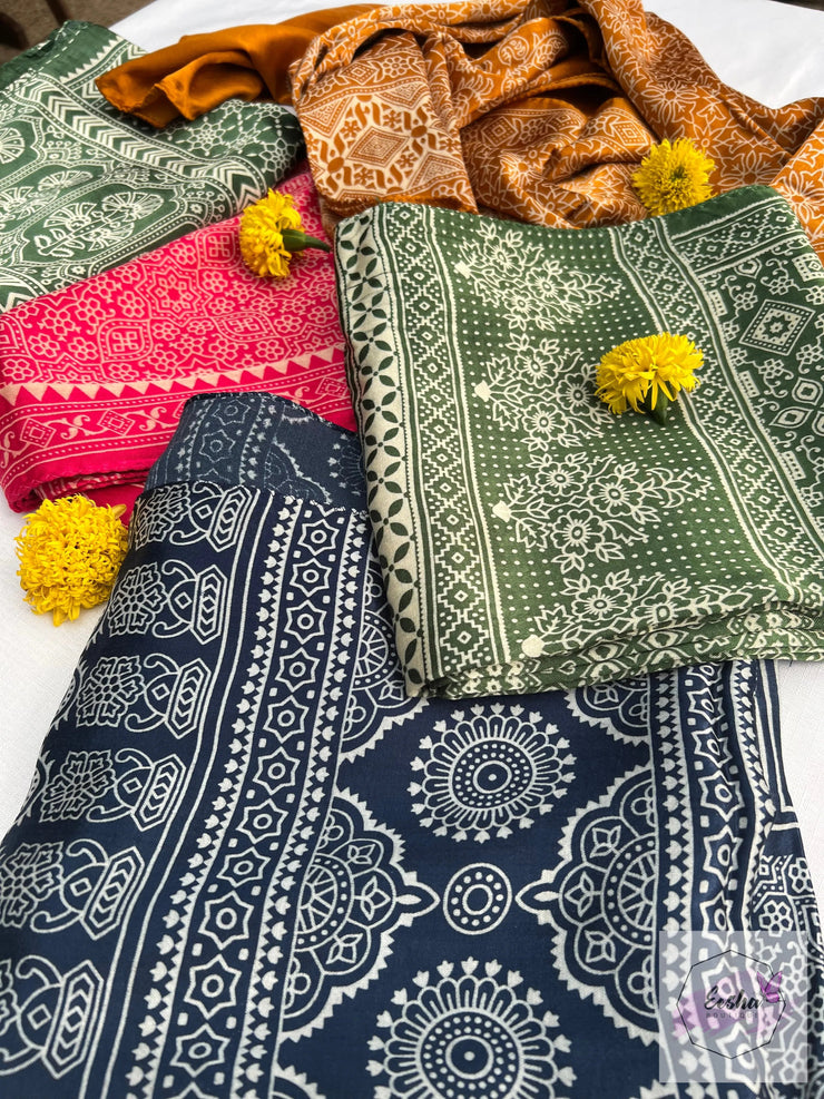Ajrakh Masru Silk Stole - Devine