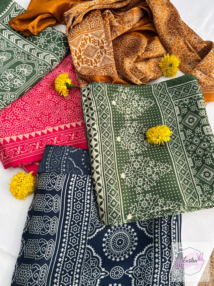 Ajrakh Masru Silk Stole - Devine