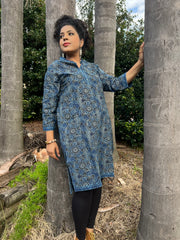 Kalamkari Tunic - Indigo Hand Block Print