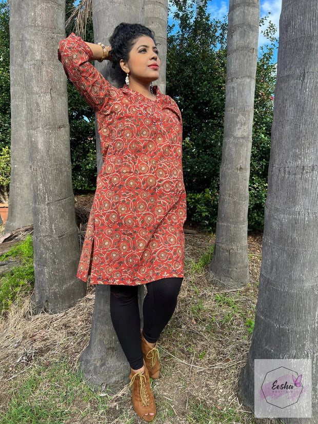 Copper Floral Hand Block Print Tunic