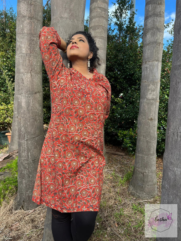 Copper Floral Hand Block Print Tunic