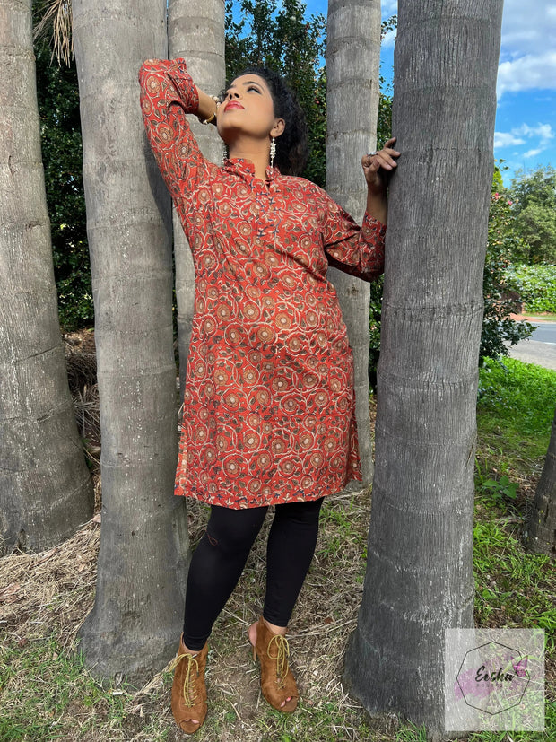 Copper Floral Hand Block Print Tunic