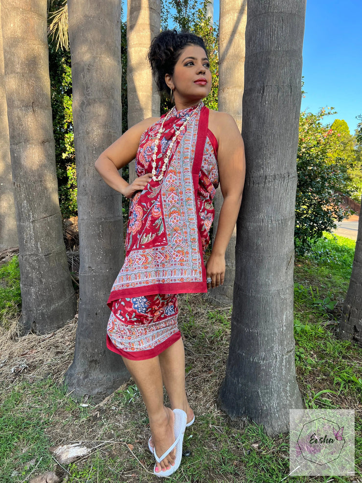 Hand Block Print Cotton Floral Sarong