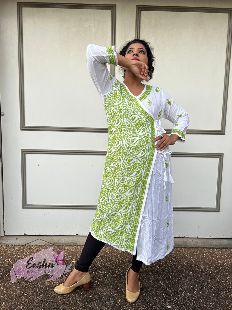 Angarkha Style Long Hand Embroidered Tunic Kurta