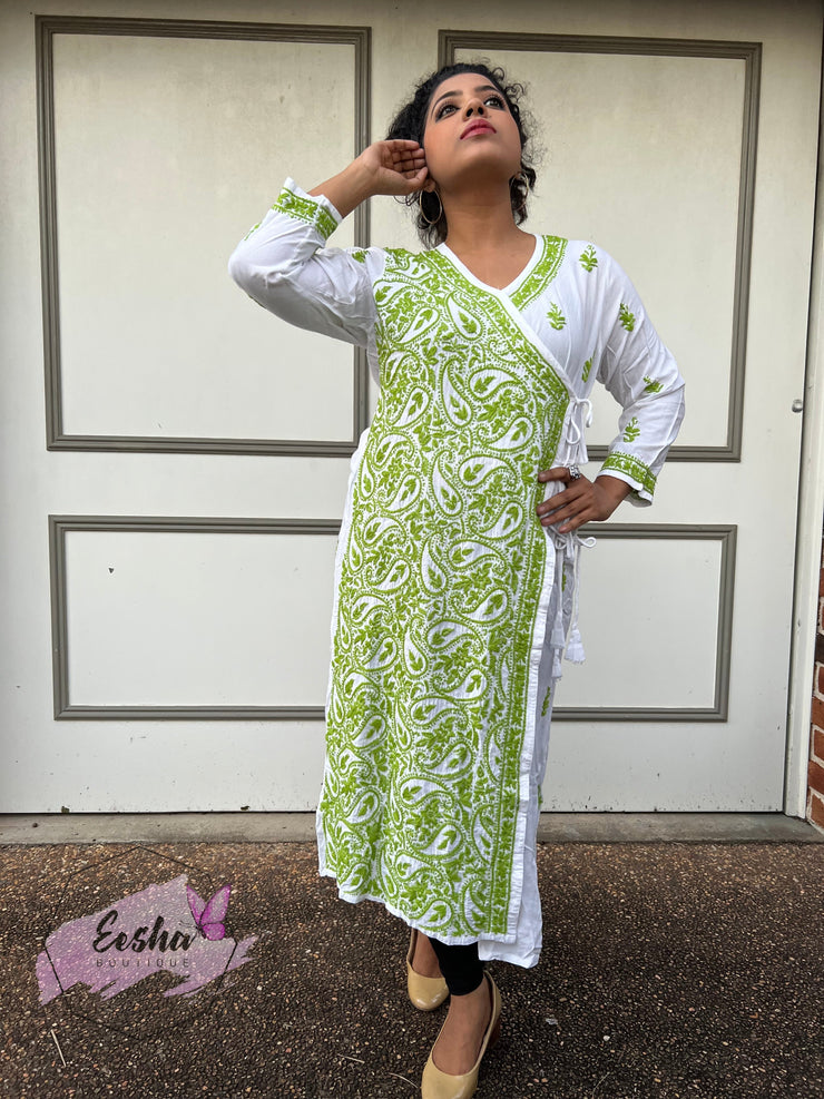 Angarkha Style Long Hand Embroidered Tunic Kurta