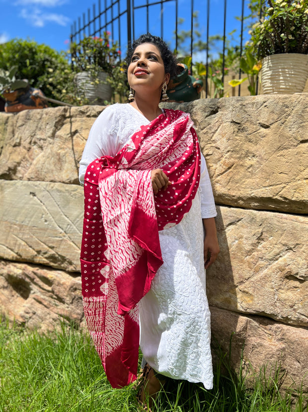 Modal Silk Shibori Bandej Dupatta