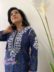 Crepe Silk Chikankari Hand Embroidered Long Tunic Kurta