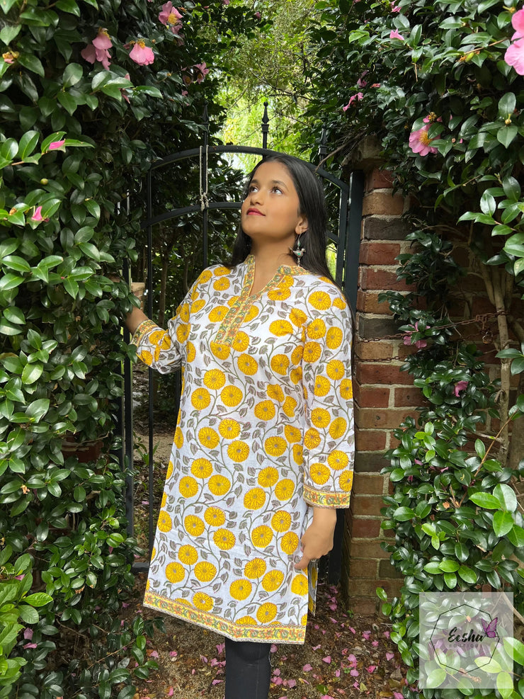 Sunflower Hand Block Print Tunic