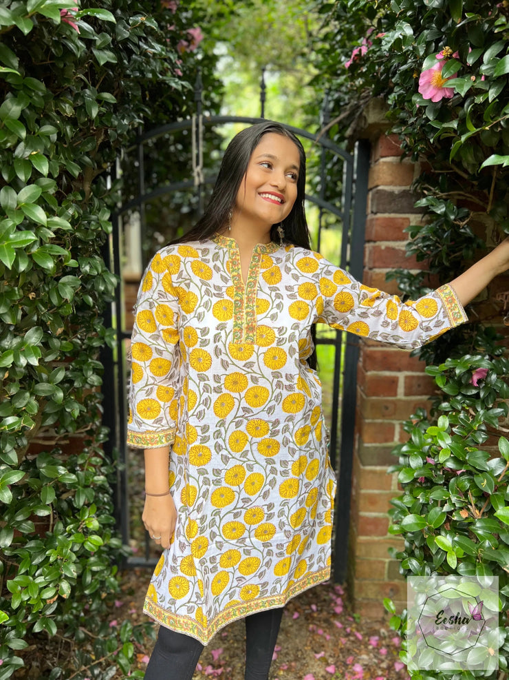 Sunflower Hand Block Print Tunic