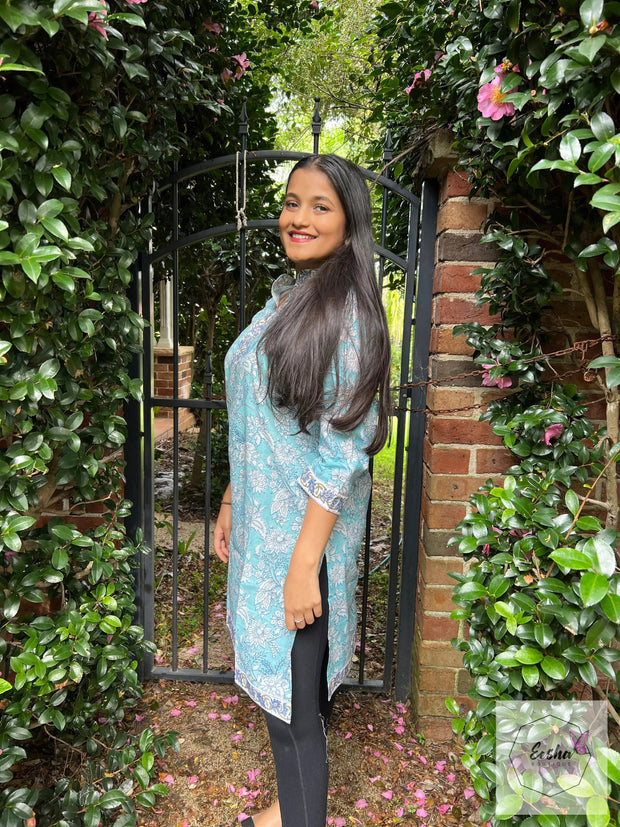 Sky Blue Hand Block Print Tunic