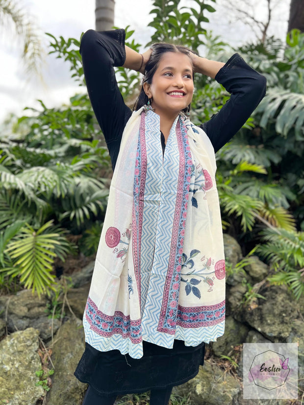 Block Print Cotton Voile Sarong Dupatta