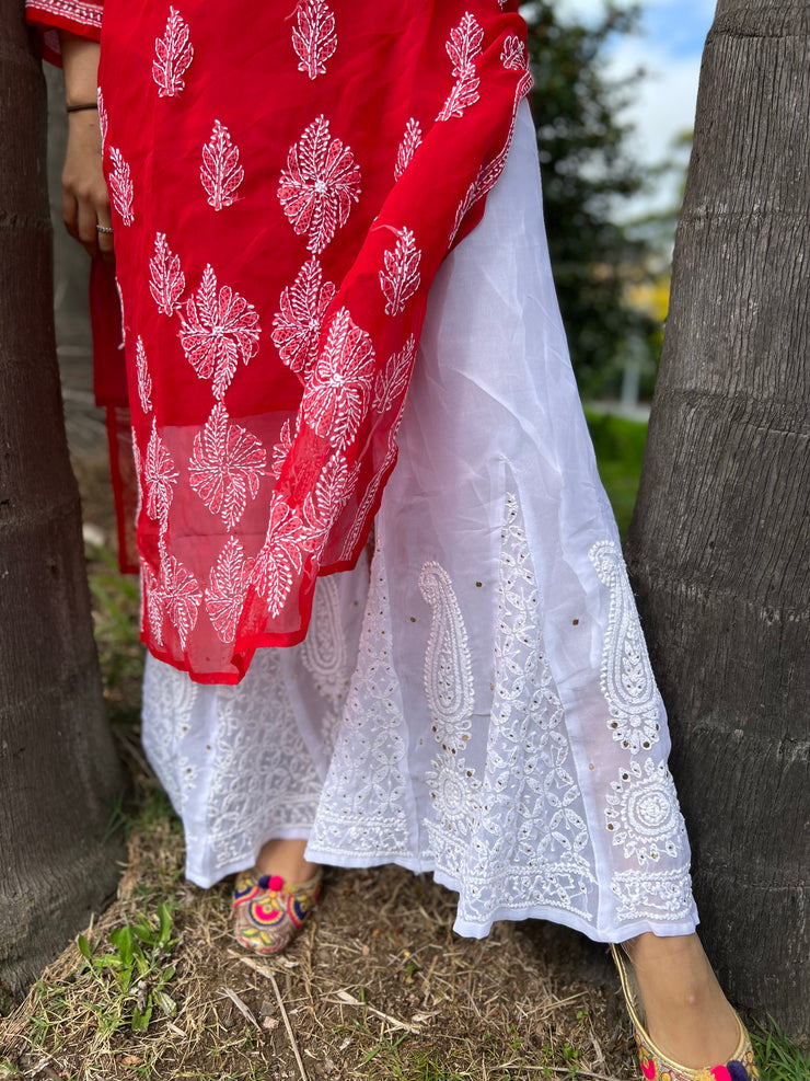 White Georgette Palazzo Pants