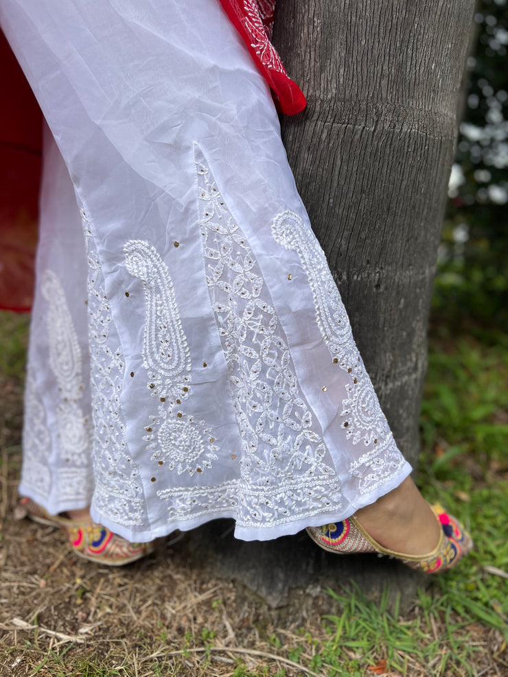 White Georgette Palazzo Pants