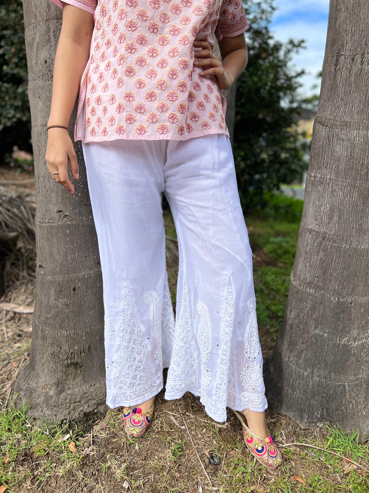 White Georgette Palazzo Pants