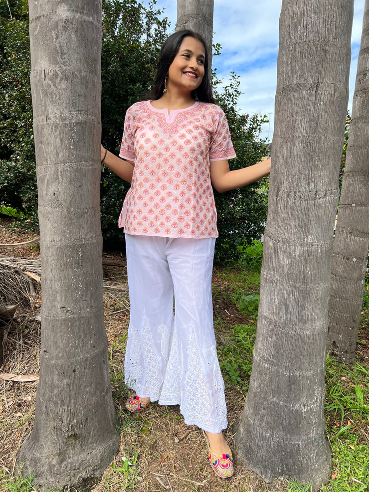 White Georgette Palazzo Pants