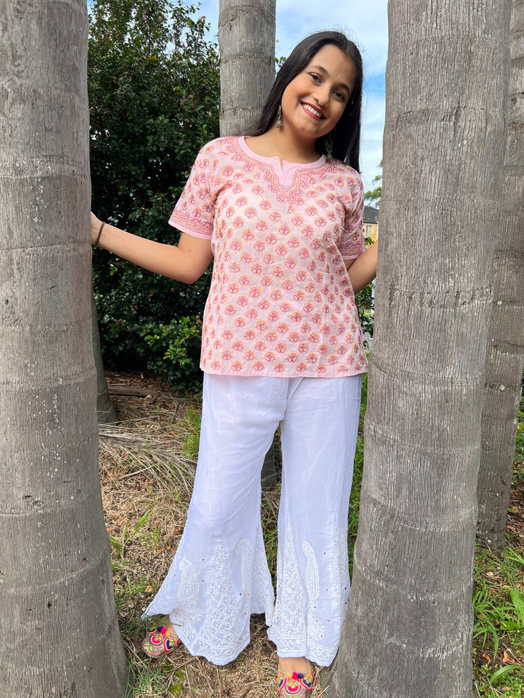 White Georgette Palazzo Pants