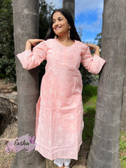 Padma Tunic - Peach - Hand Embroidered Kurta