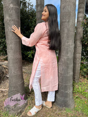 Padma Tunic - Peach - Hand Embroidered Kurta