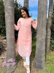 Padma Tunic - Peach - Hand Embroidered Kurta