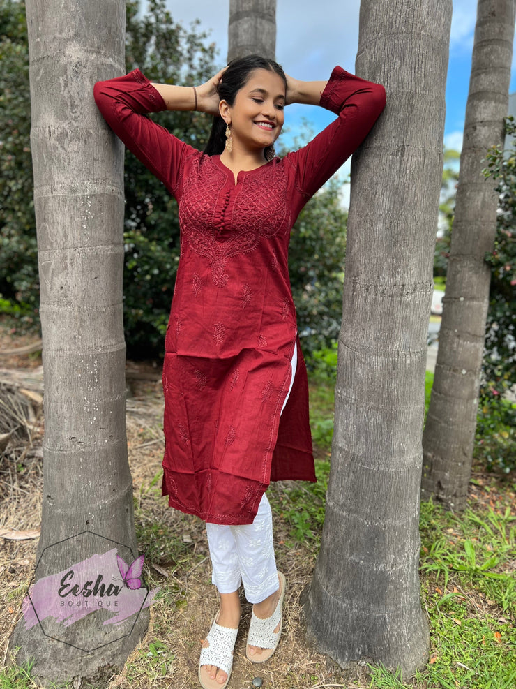 Hand Embroidered Soft Cotton Kurta Tunic