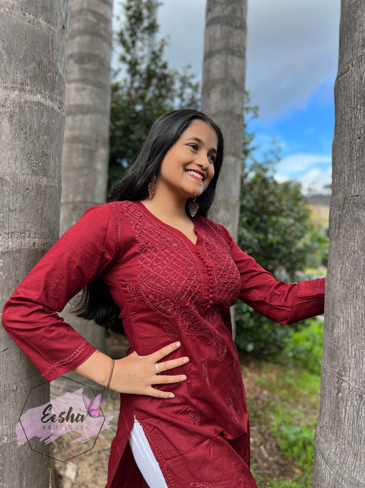 Hand Embroidered Soft Cotton Kurta Tunic