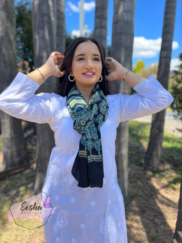 Kira Tunic - White - Hand Embroidered Chikankari Kurta