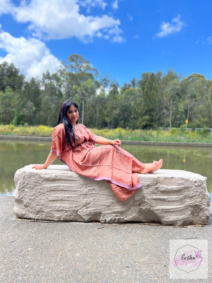 Blush Vintage Silk Long Kaftan