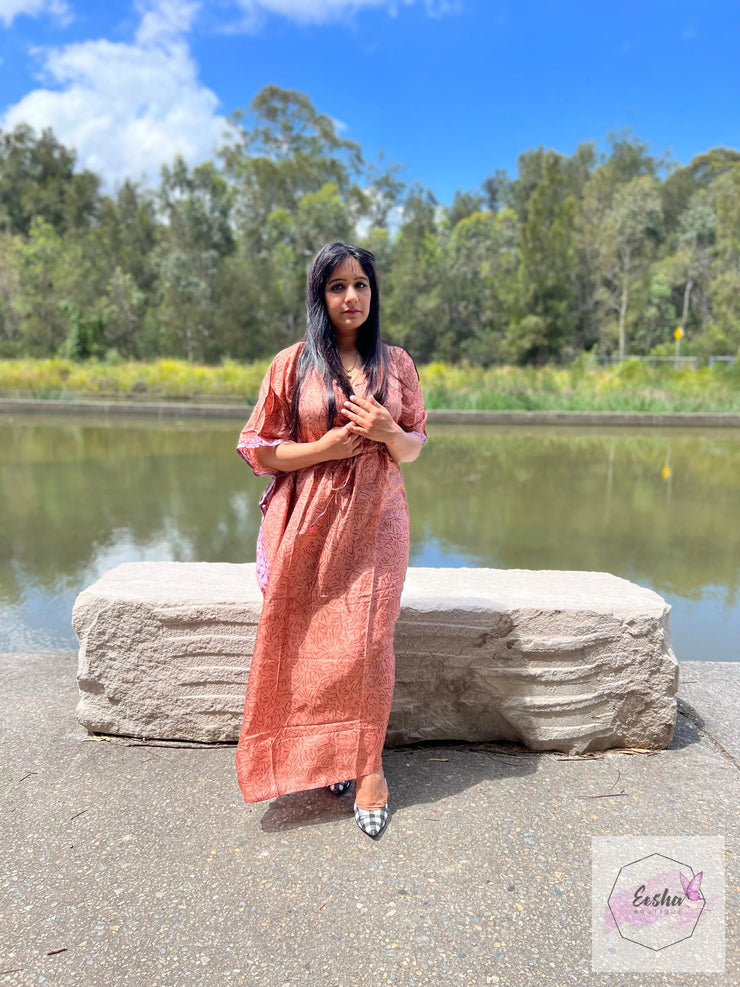 Blush Vintage Silk Long Kaftan