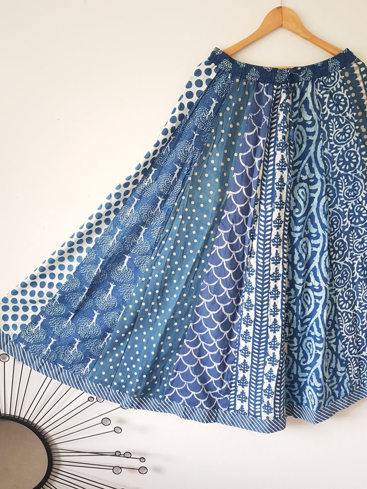 Gypsy Style Indian Cotton Hand Block Printed Skirt
