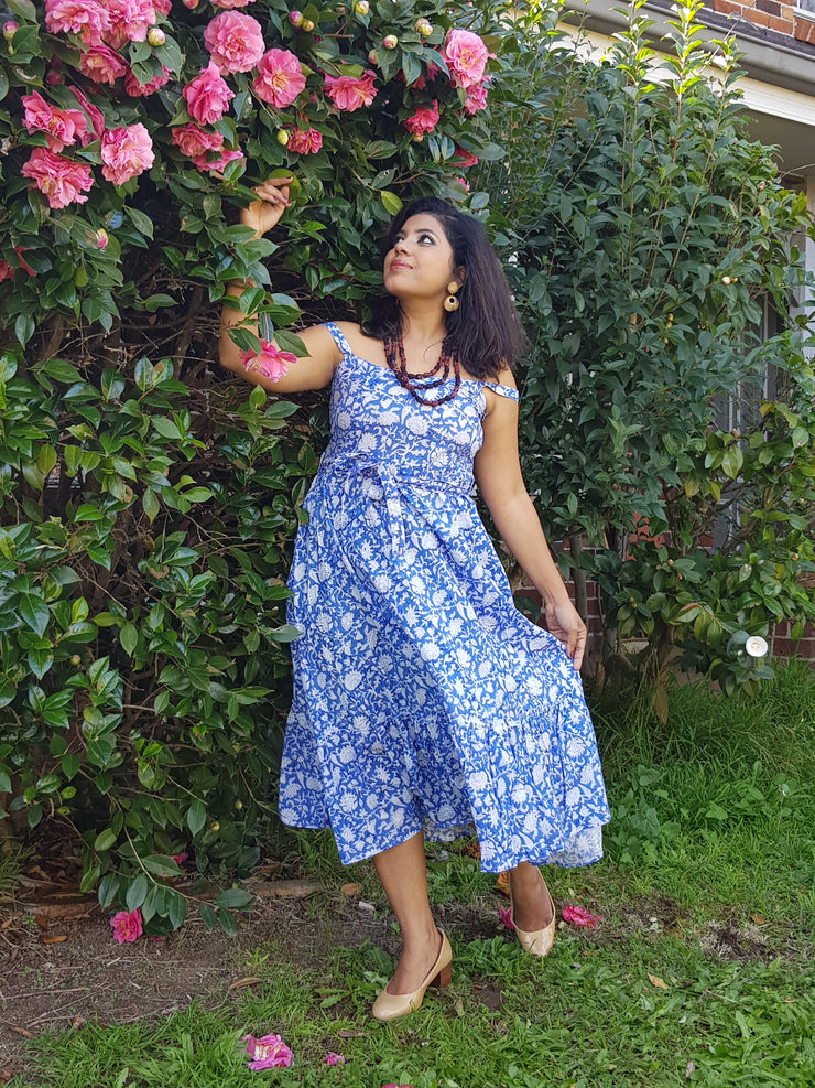 Kamala - Hand Block Print India Cotton Godess Maxi Dress