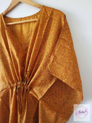 Mustard Yellow Vintage Silk Long Kaftan