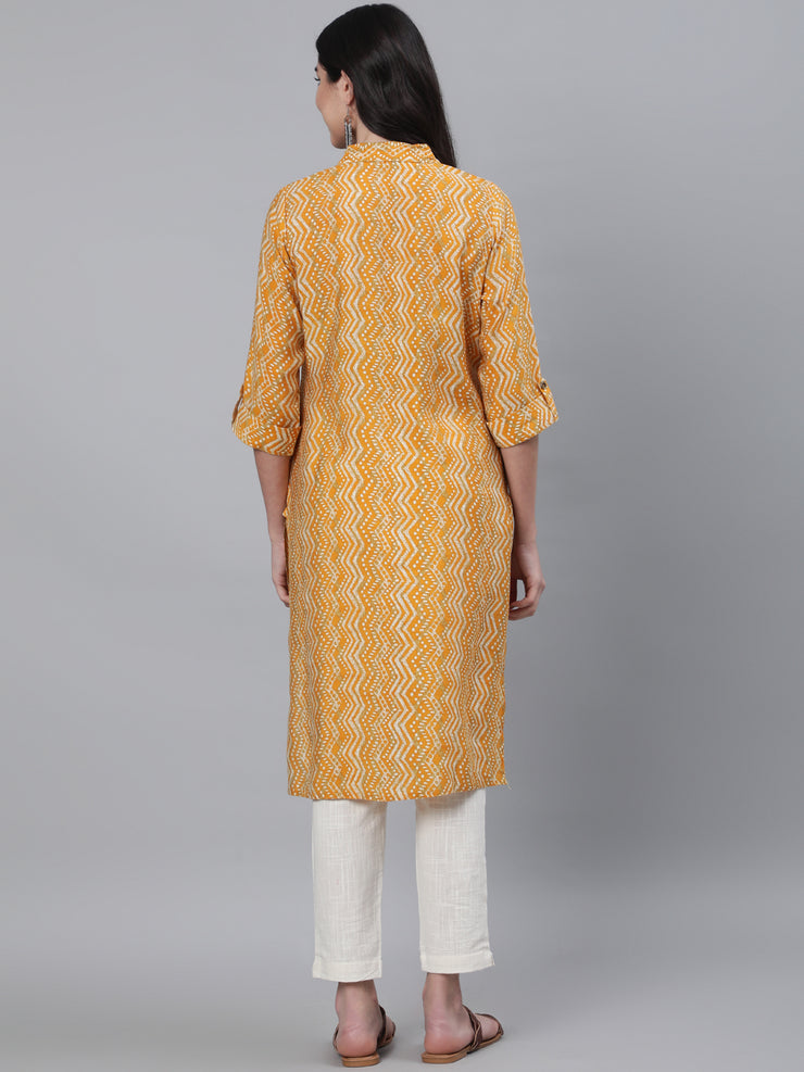 Musterd Chanderi Silk Printed Kurta