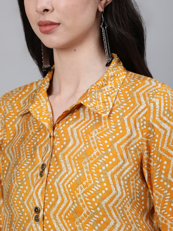 Musterd Chanderi Silk Printed Kurta