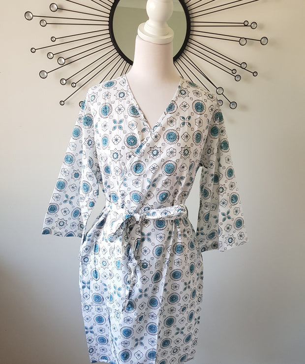 Rangoli Short Kimono Robe - Kimono Robe by EeshaBoutique - gshop, Short Robe