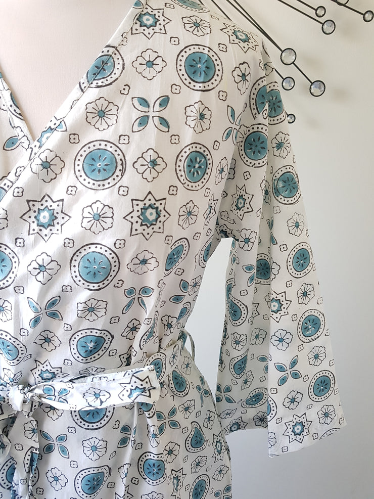 Rangoli Short Kimono Robe - Kimono Robe by EeshaBoutique - gshop, Short Robe