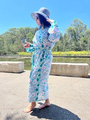 Turquise Long Kimono Robe - EeshaBoutique