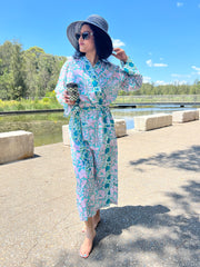 Turquise Long Kimono Robe - EeshaBoutique