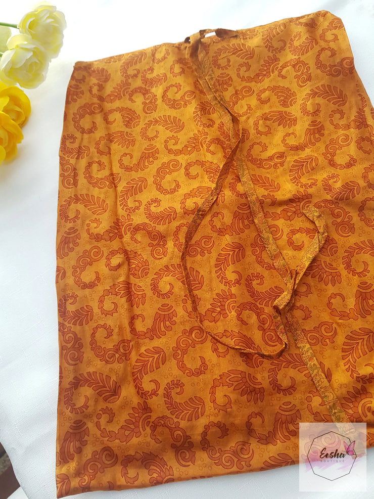 Copper Paisley Vintage Silk Long Kaftan