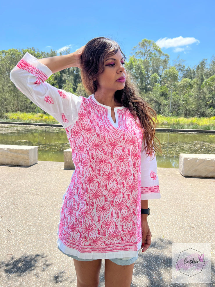 Zoya - Short Tunic Top - Pink