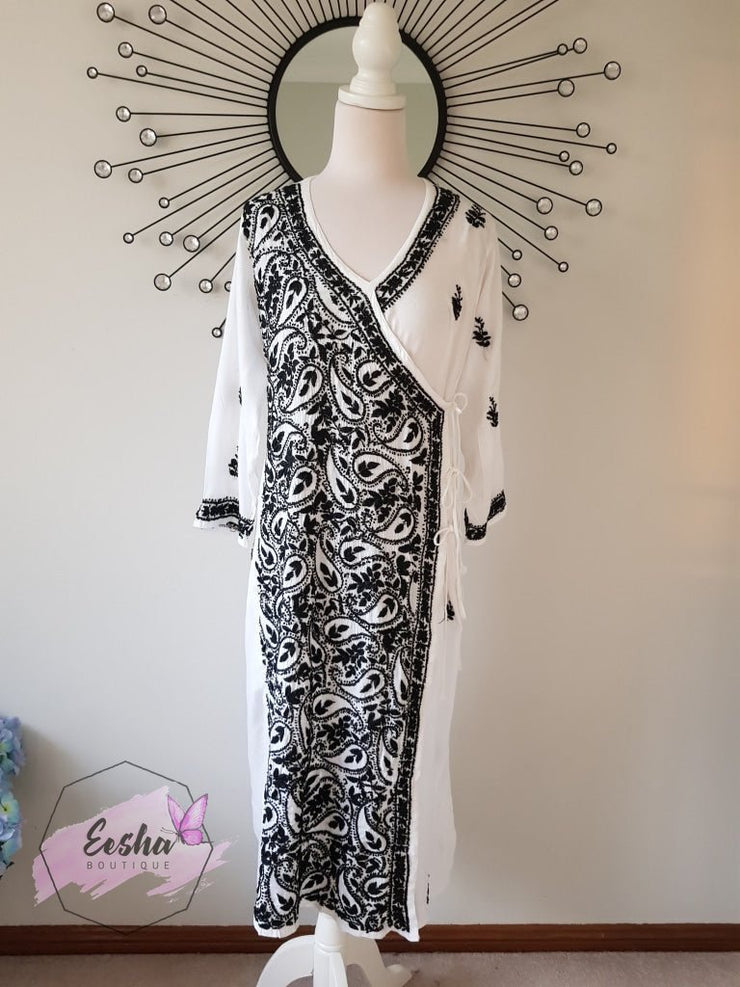 Angarkha Style Long Tunic Kurta 40 / Black