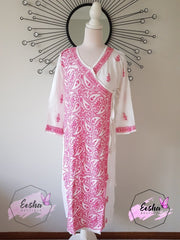 Angarkha Style Long Tunic Kurta 40 / Pink
