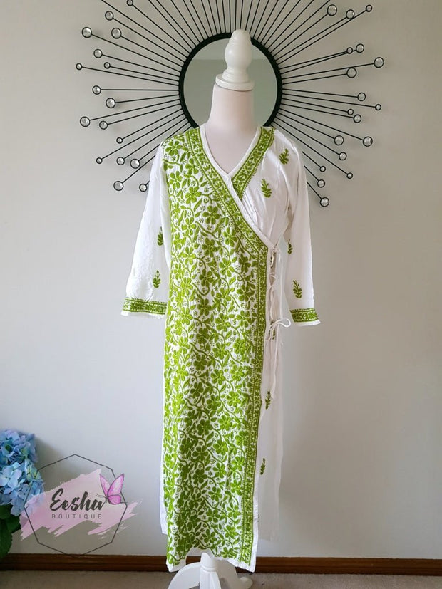 Angarkha Style Long Tunic Kurta 44 / Green