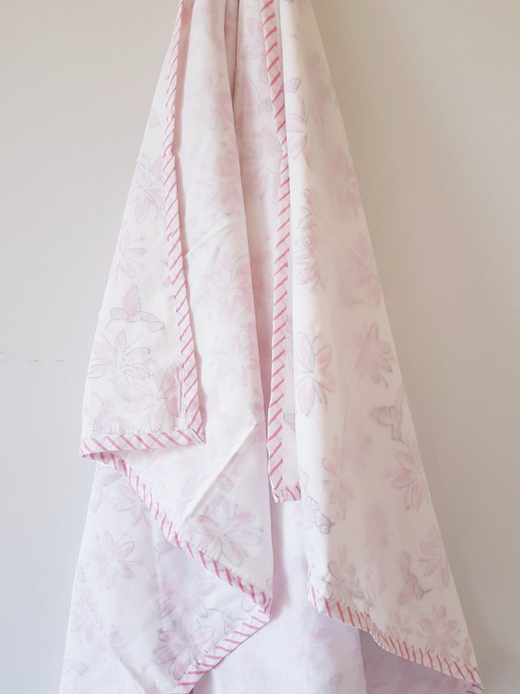 Baby Cotton Quilted Blanket Dohar And Headband Set - Hummingbird