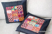 Black Salma Patch Work Pillow Cover