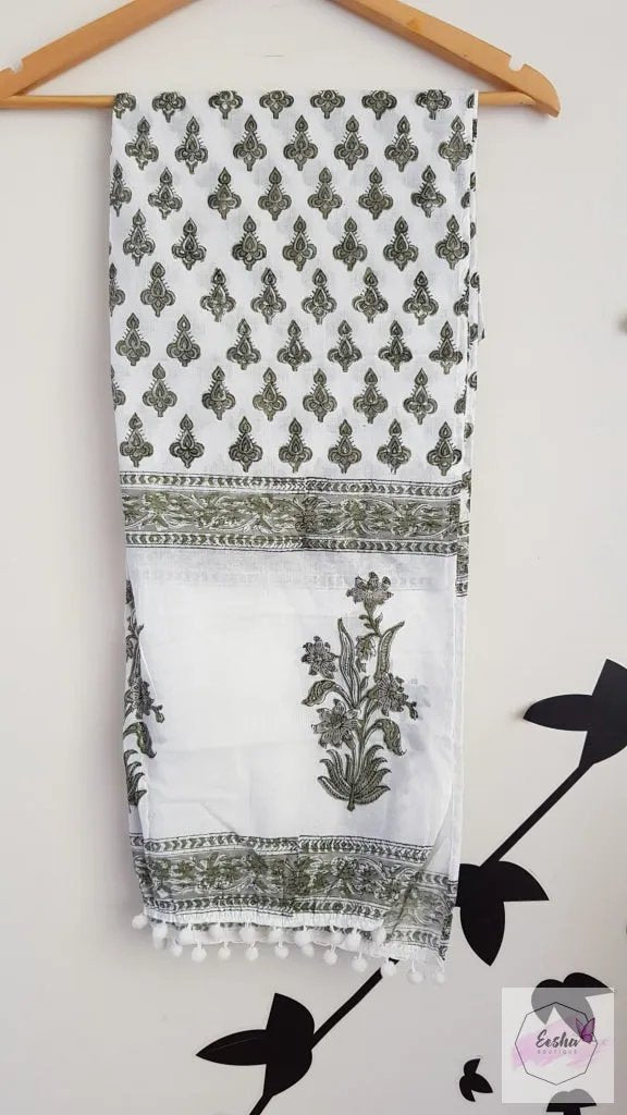 Block Print Indian Organic Cotton Voile Stole/scarve Stole