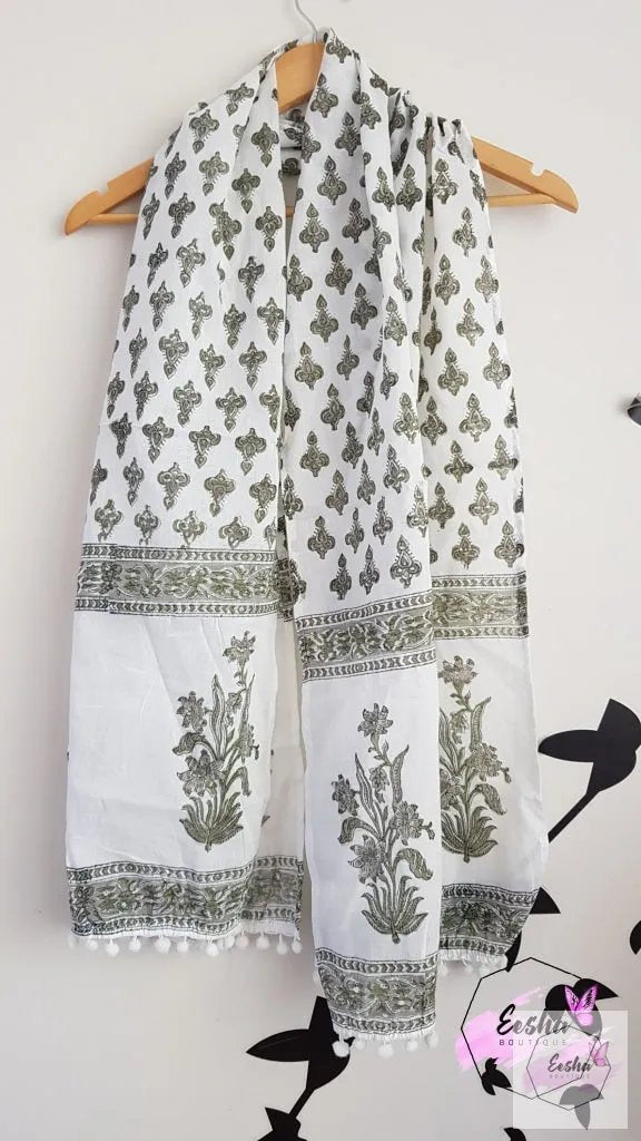 Block Print Indian Organic Cotton Voile Stole/scarve Stole