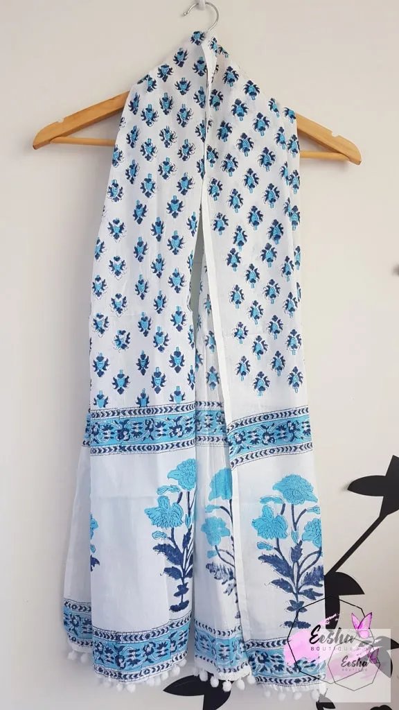 Block Print Indian Organic Cotton Voile Stole/scarve Stole