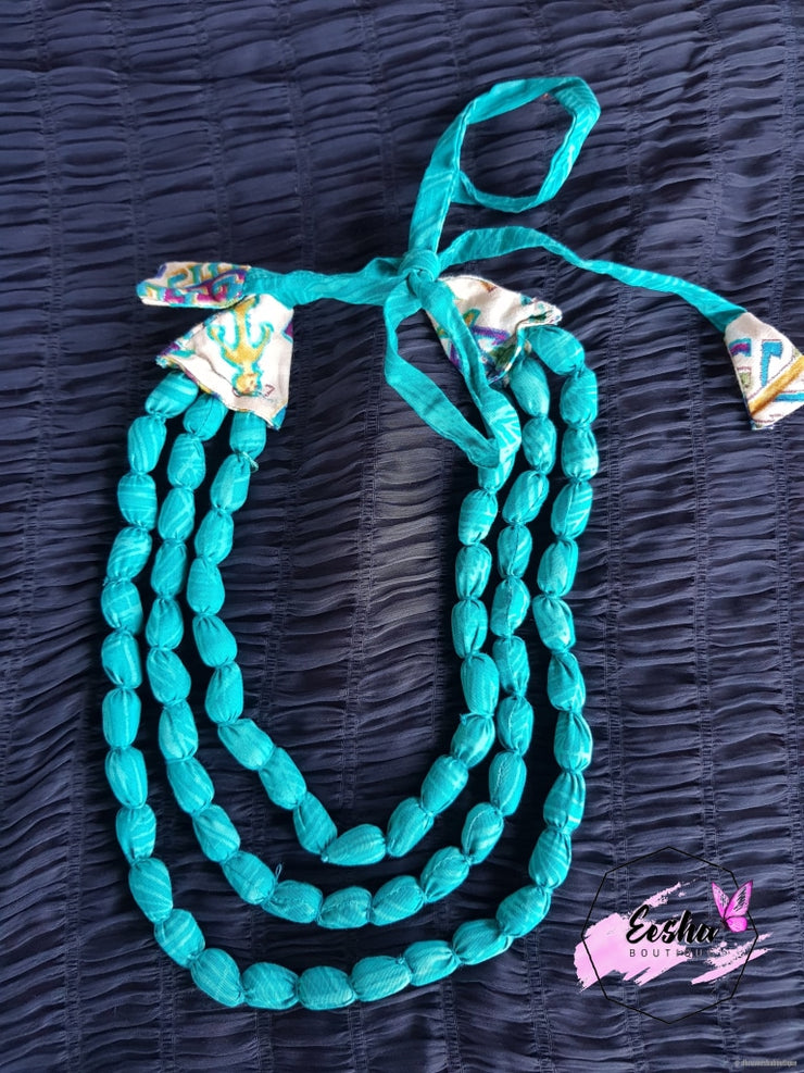 Blue Cotton Fabric Necklace