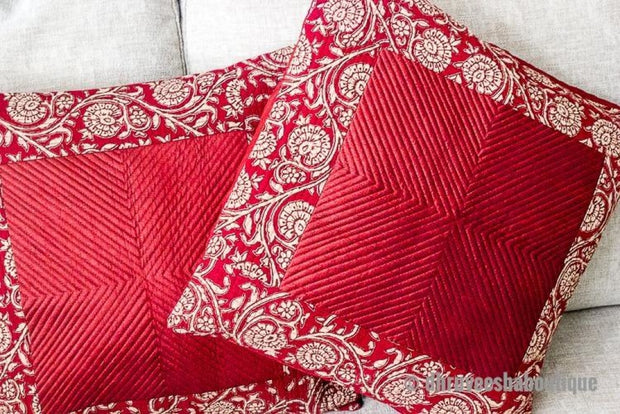 Dupian Silk & Print Quilted Pillow Cover