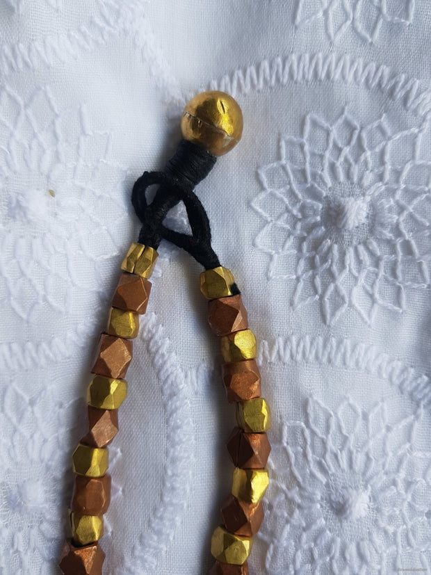 Geomatric Brass And Copper Bead Necklace